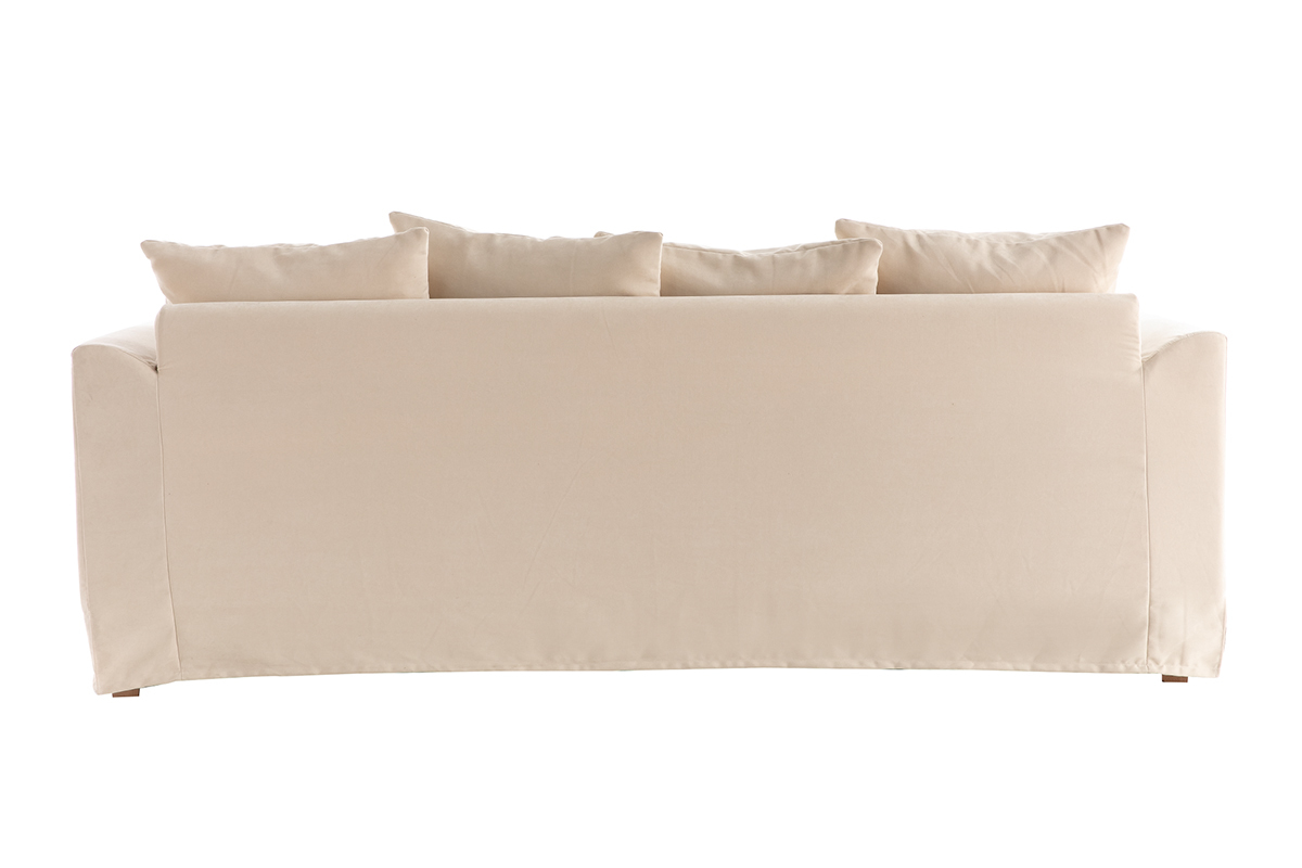 Canapé Fever 3 Places Tissu lisse Beige Miliboo