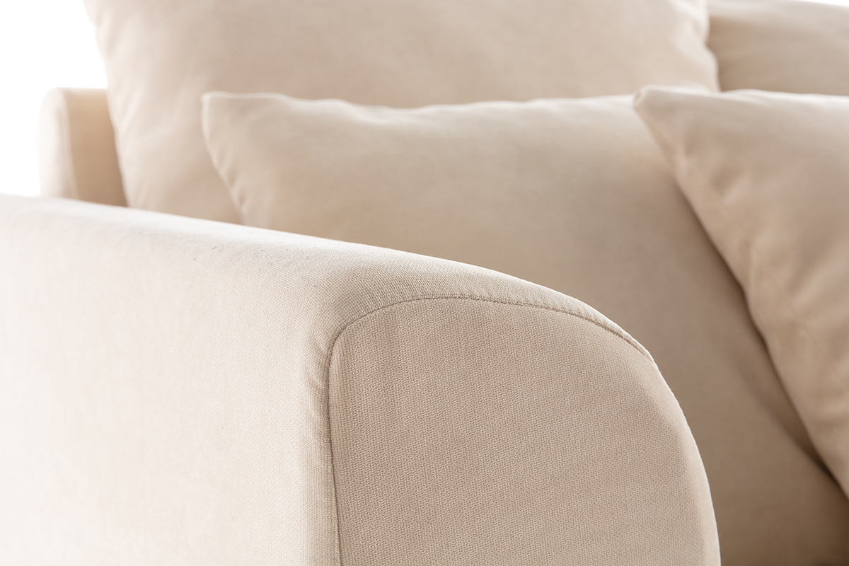 Canapé Fever 3 Places Tissu lisse Beige Miliboo