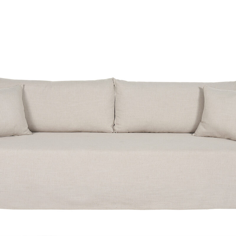 Canapé Adele 5 Places Tissu lisse Beige Miliboo