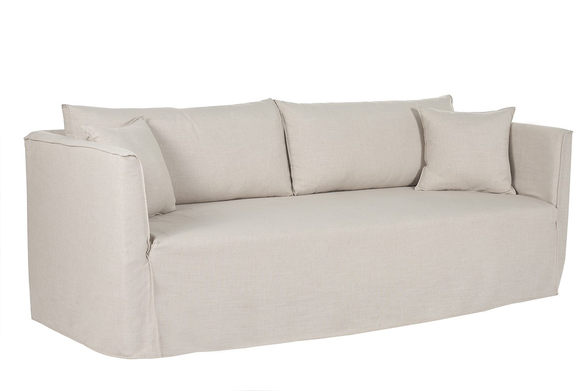 Canapé Adele 5 Places Tissu lisse Beige Miliboo
