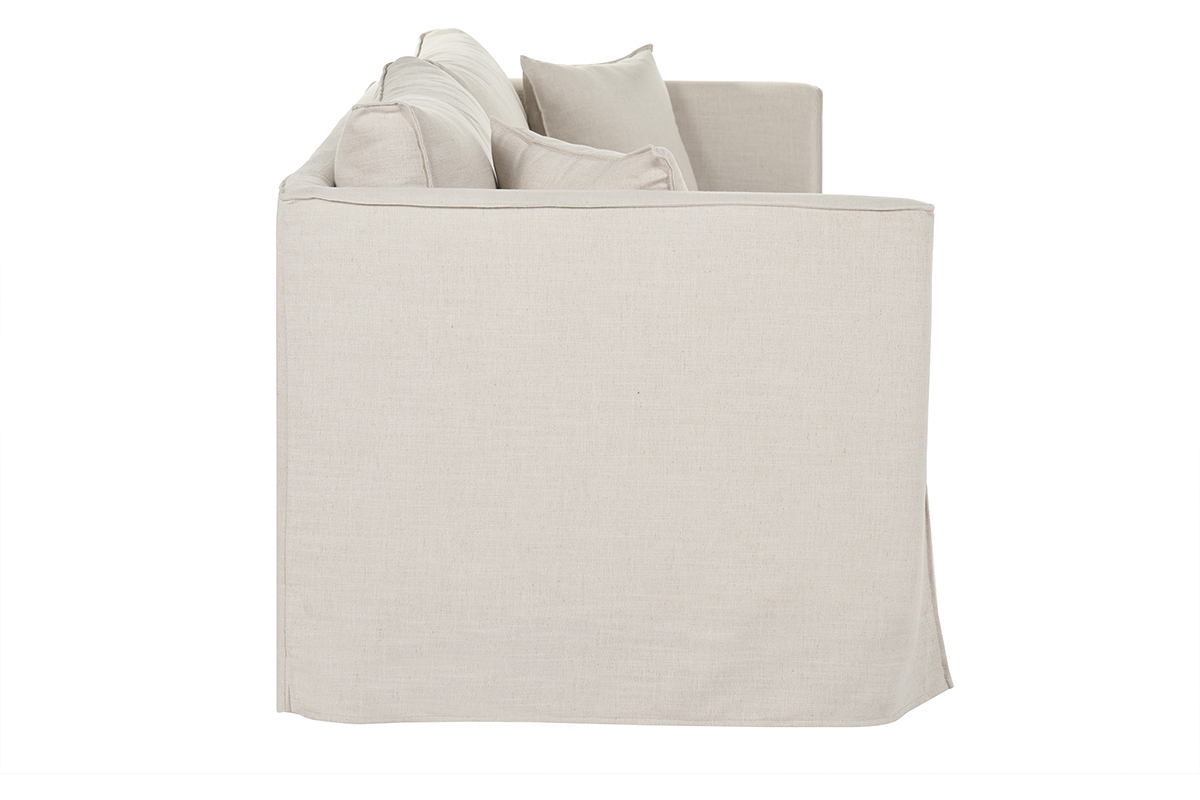 Canapé Adele 5 Places Tissu lisse Beige Miliboo