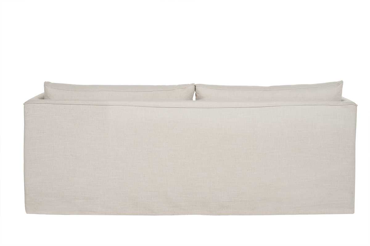 Canapé Adele 5 Places Tissu lisse Beige Miliboo