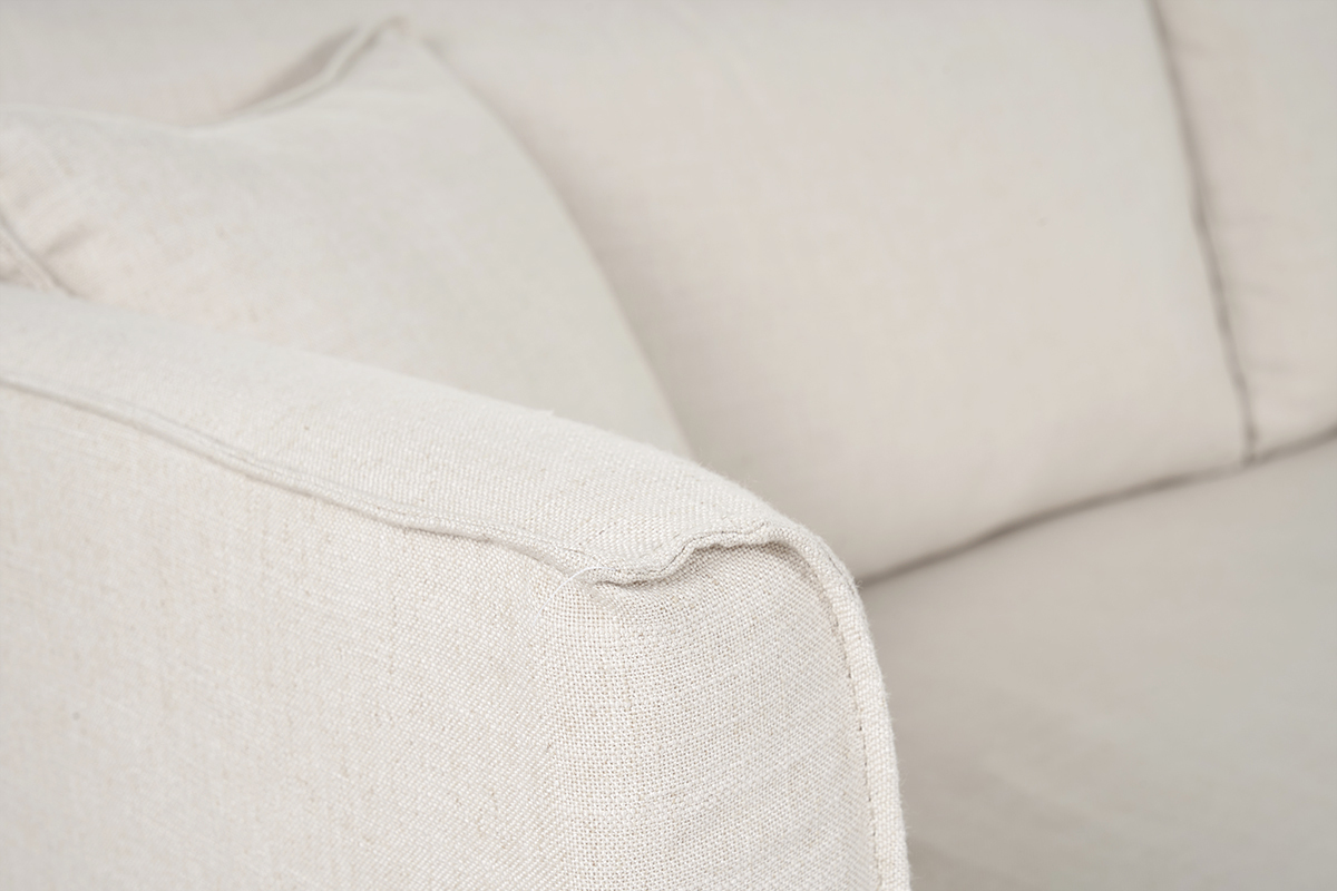 Canapé Adele 5 Places Tissu lisse Beige Miliboo