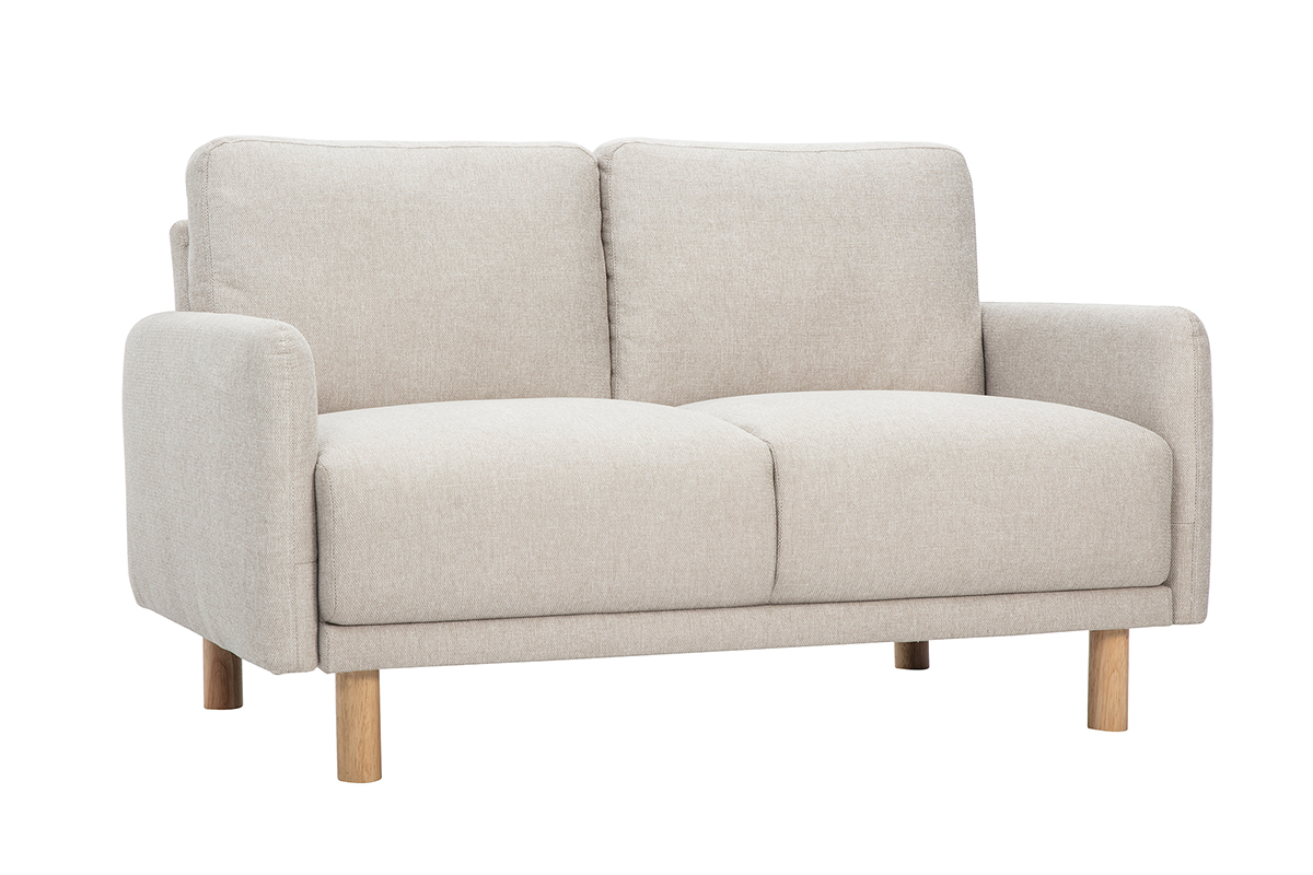 Canapé Bono 2 Places Velours Beige Miliboo