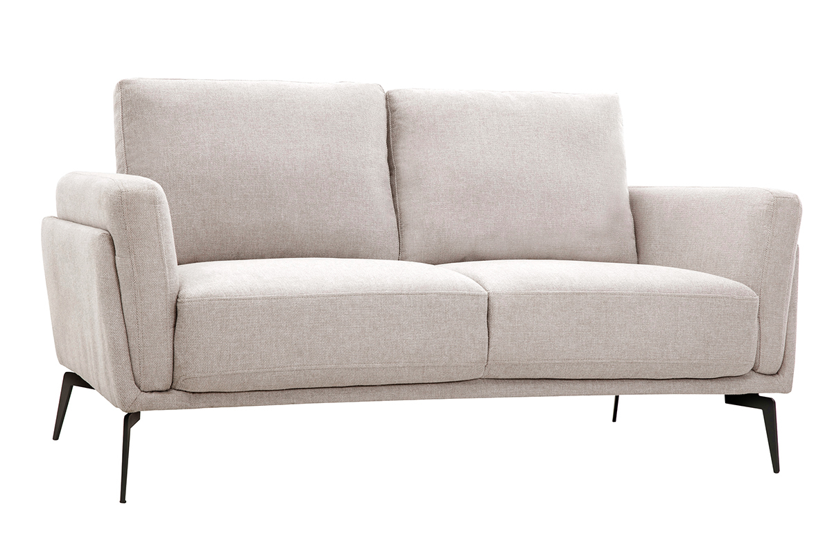 Canapé Mosco 2 Places Velours Beige Miliboo