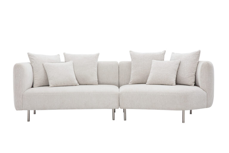 Canapé Iglesias 4 Places Velours Beige Miliboo
