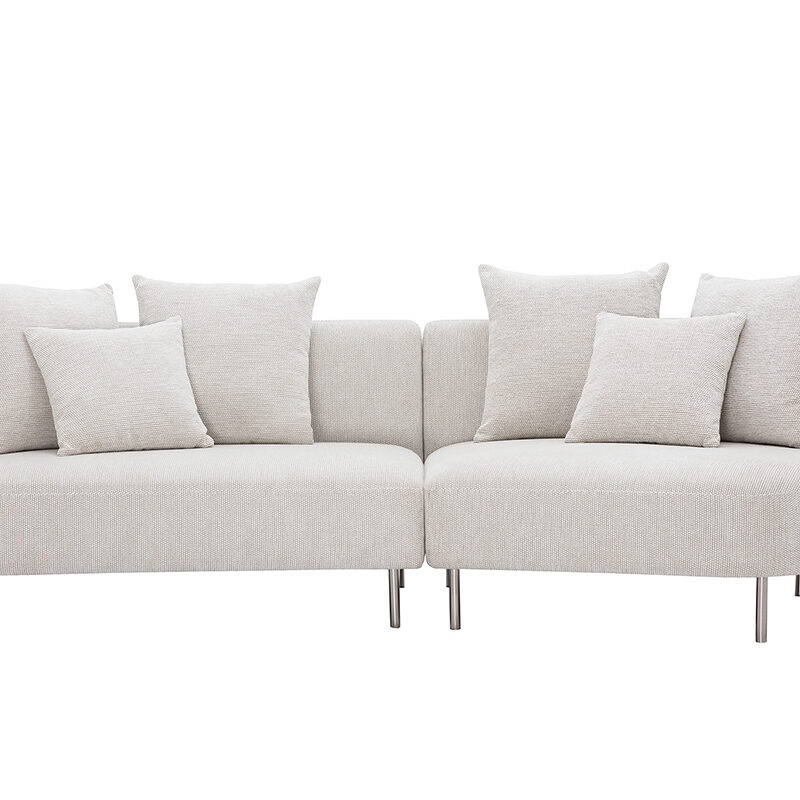 Canapé Iglesias 4 Places Velours Beige Miliboo