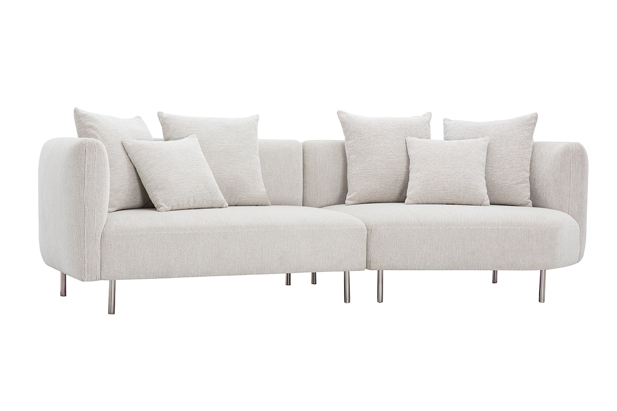 Canapé Iglesias 4 Places Velours Beige Miliboo