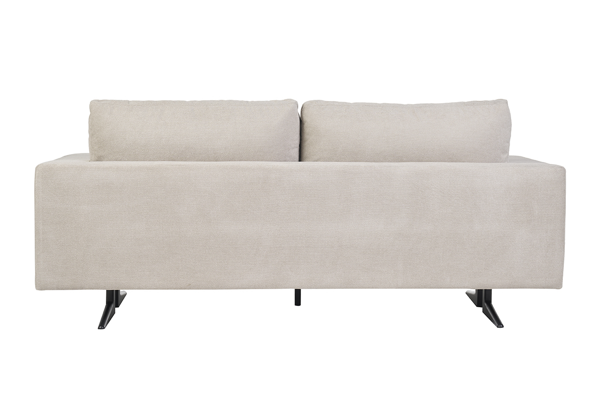 Canapé Lennon 3 Places Tissu texturé Beige Miliboo