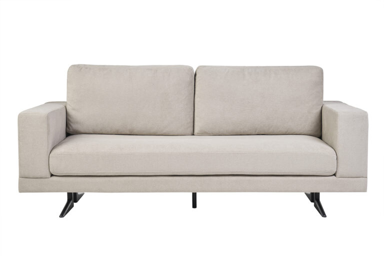 Canapé Lennon 3 Places Tissu texturé Beige Miliboo