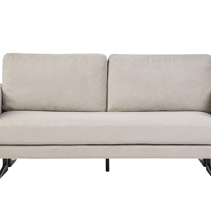 Canapé Lennon 3 Places Tissu texturé Beige Miliboo