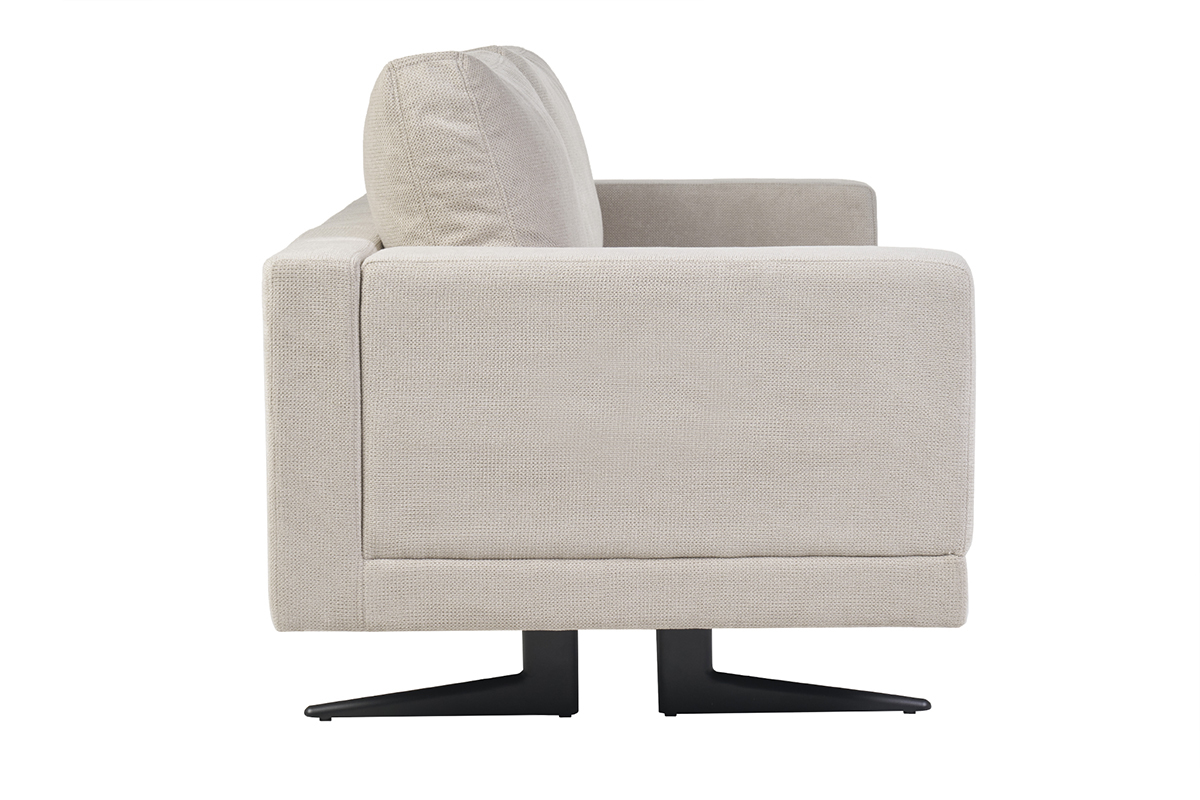 Canapé Lennon 3 Places Tissu texturé Beige Miliboo