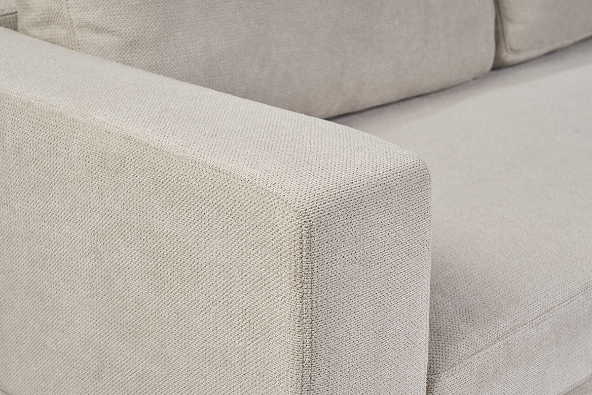 Canapé Lennon 3 Places Tissu texturé Beige Miliboo