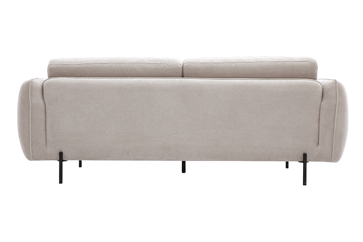 Canapé Todd 3 Places Tissu texturé Beige Miliboo