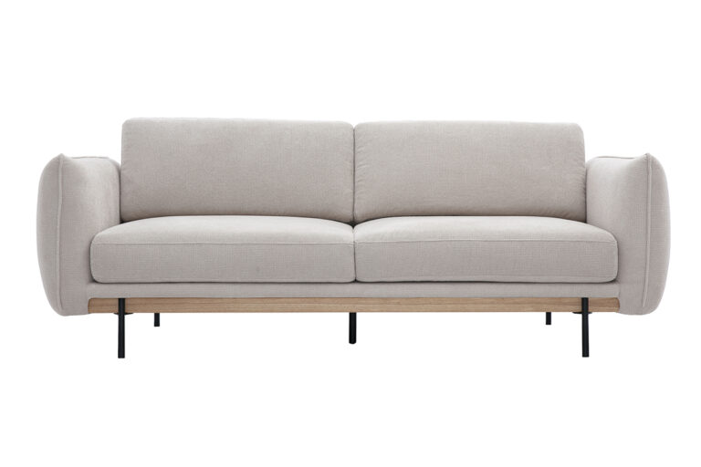 Canapé Todd 3 Places Tissu texturé Beige Miliboo