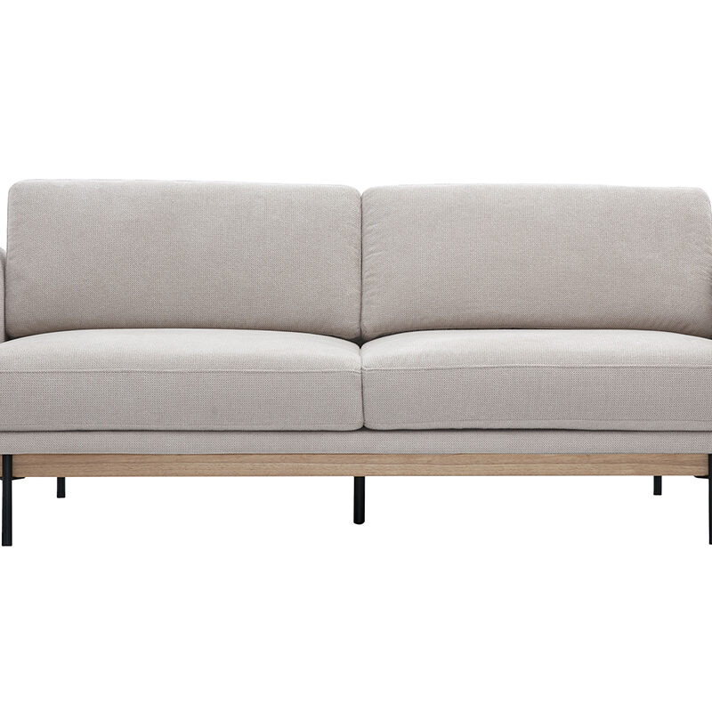Canapé Todd 3 Places Tissu texturé Beige Miliboo