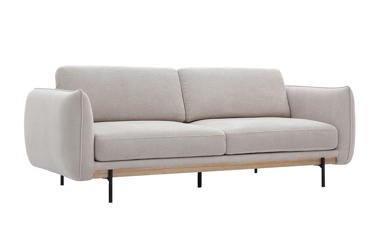 Canapé Todd 3 Places Tissu texturé Beige Miliboo