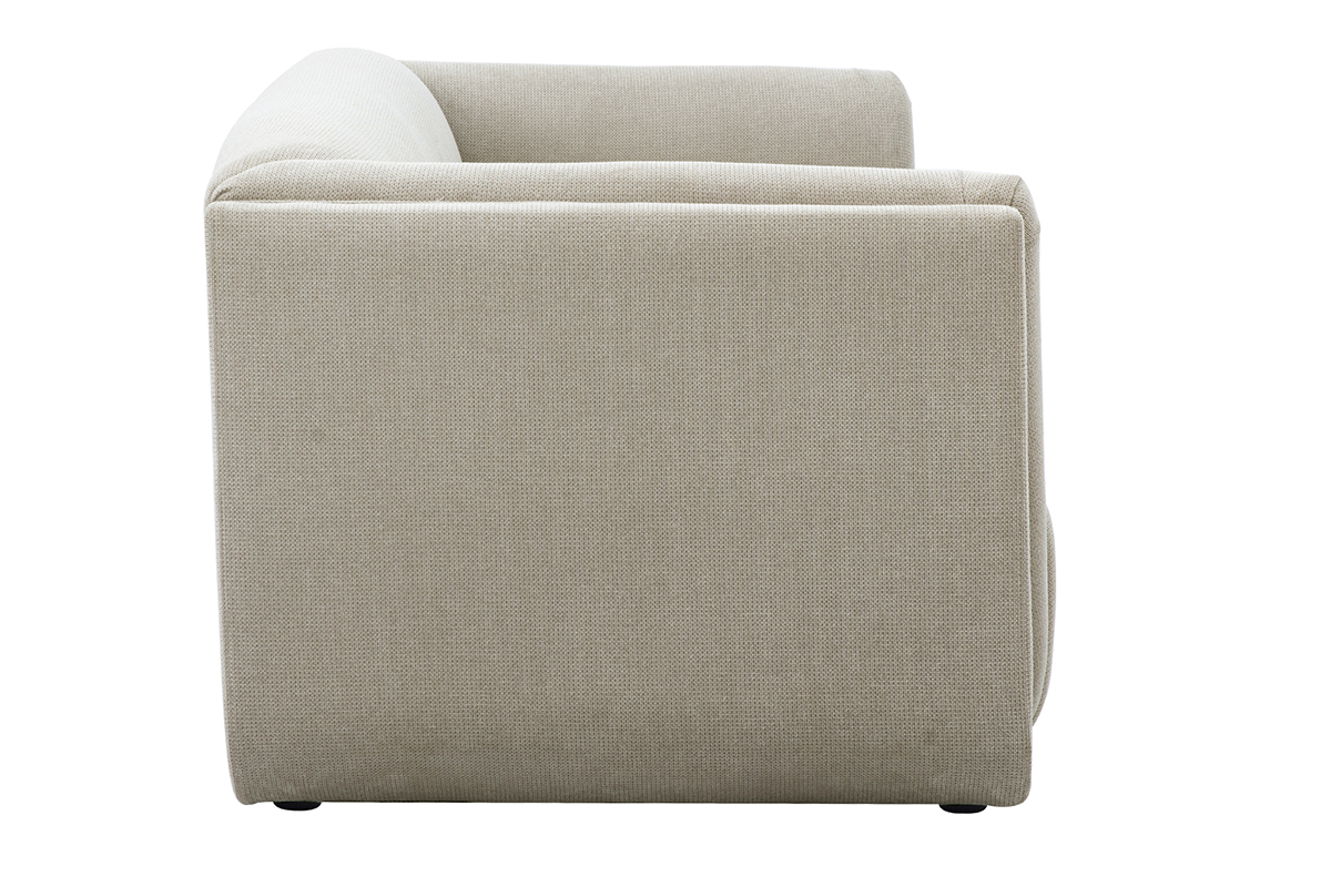 Canapé Hosbo 3 Places Tissu texturé Beige Miliboo