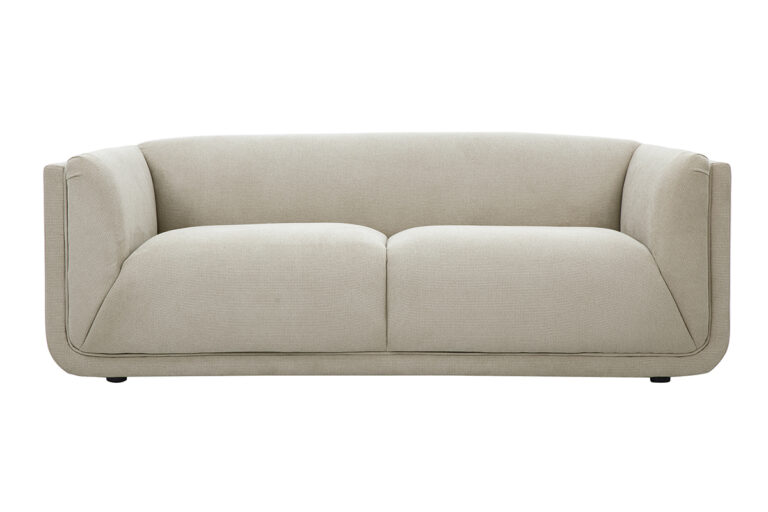 Canapé Hosbo 3 Places Tissu texturé Beige Miliboo