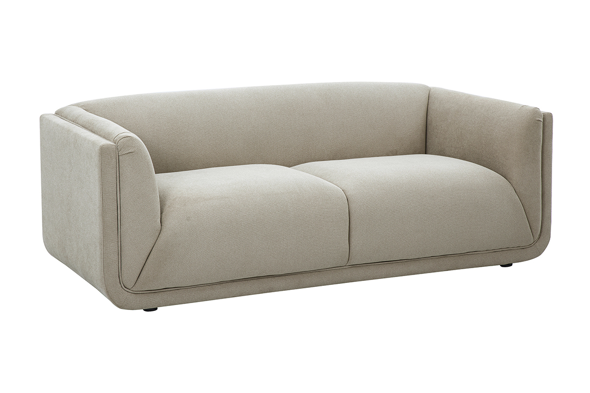 Canapé Hosbo 3 Places Tissu texturé Beige Miliboo