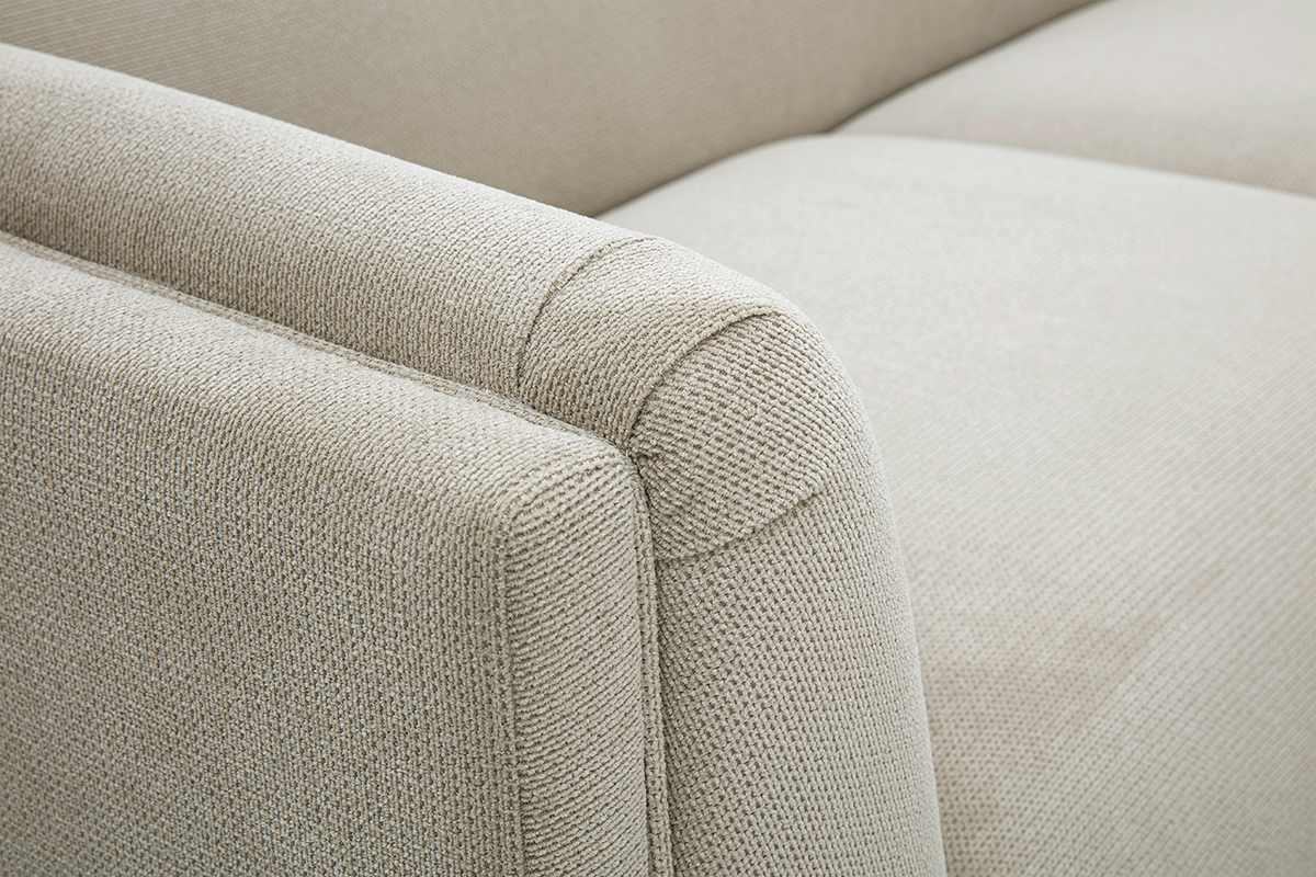 Canapé Hosbo 3 Places Tissu texturé Beige Miliboo
