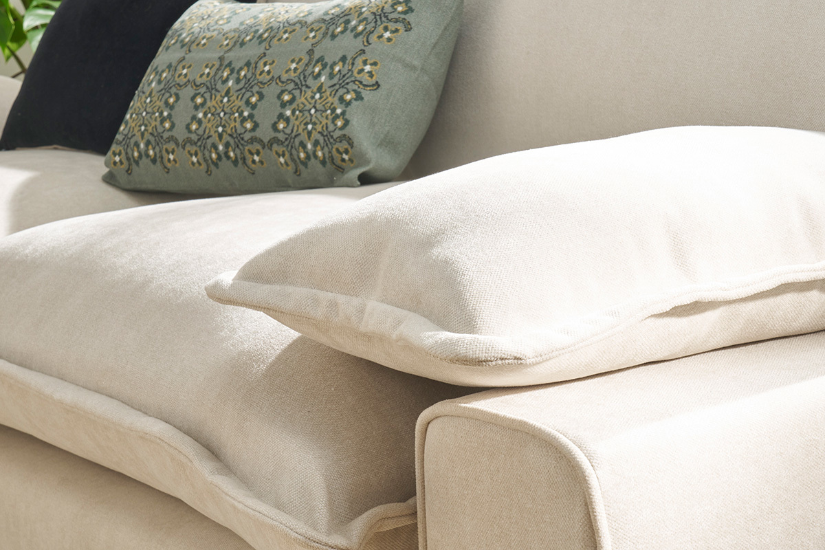 Canapé Dory 3 Places Velours Beige Miliboo