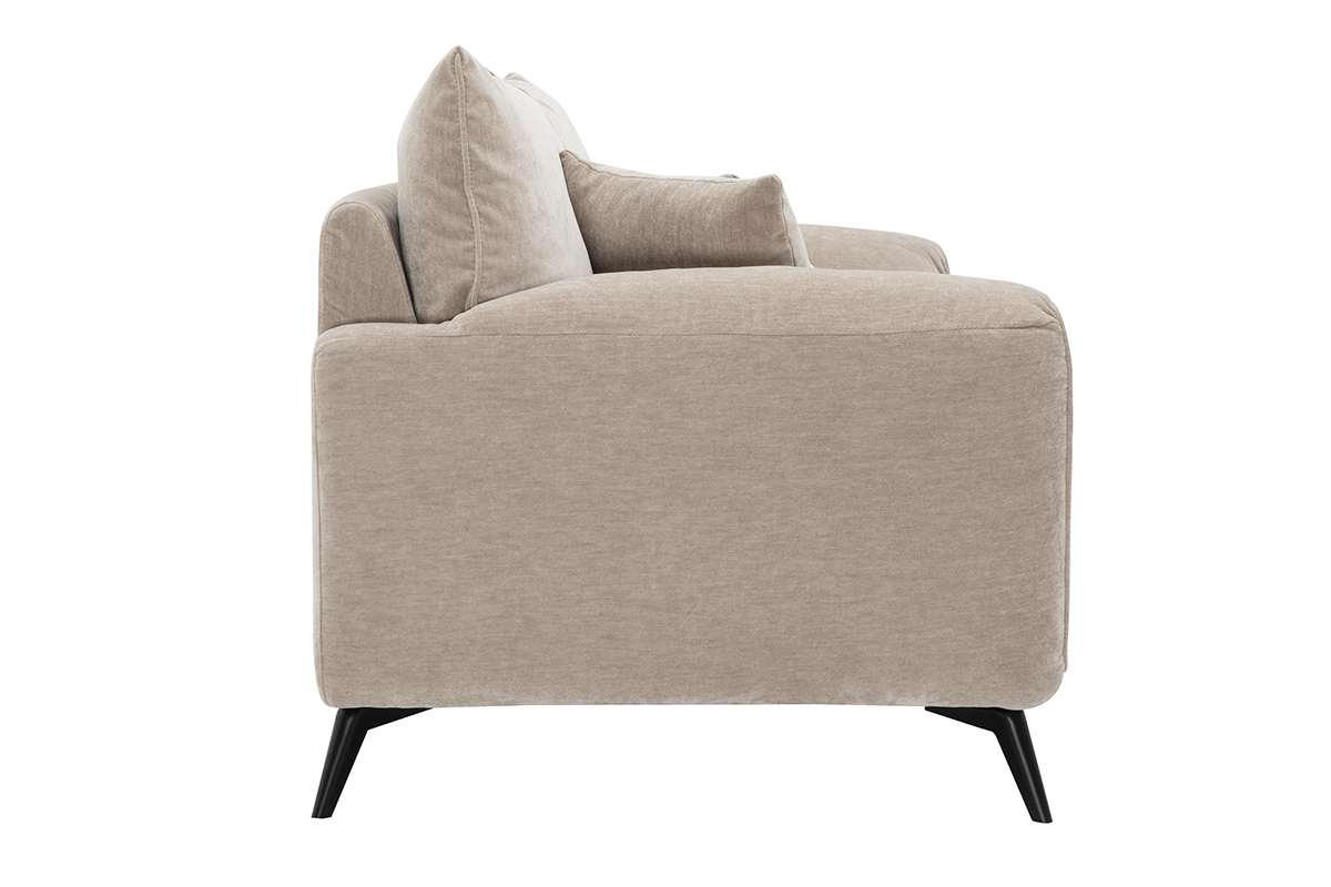 Canapé Tantor 3 Places Velours Beige Miliboo