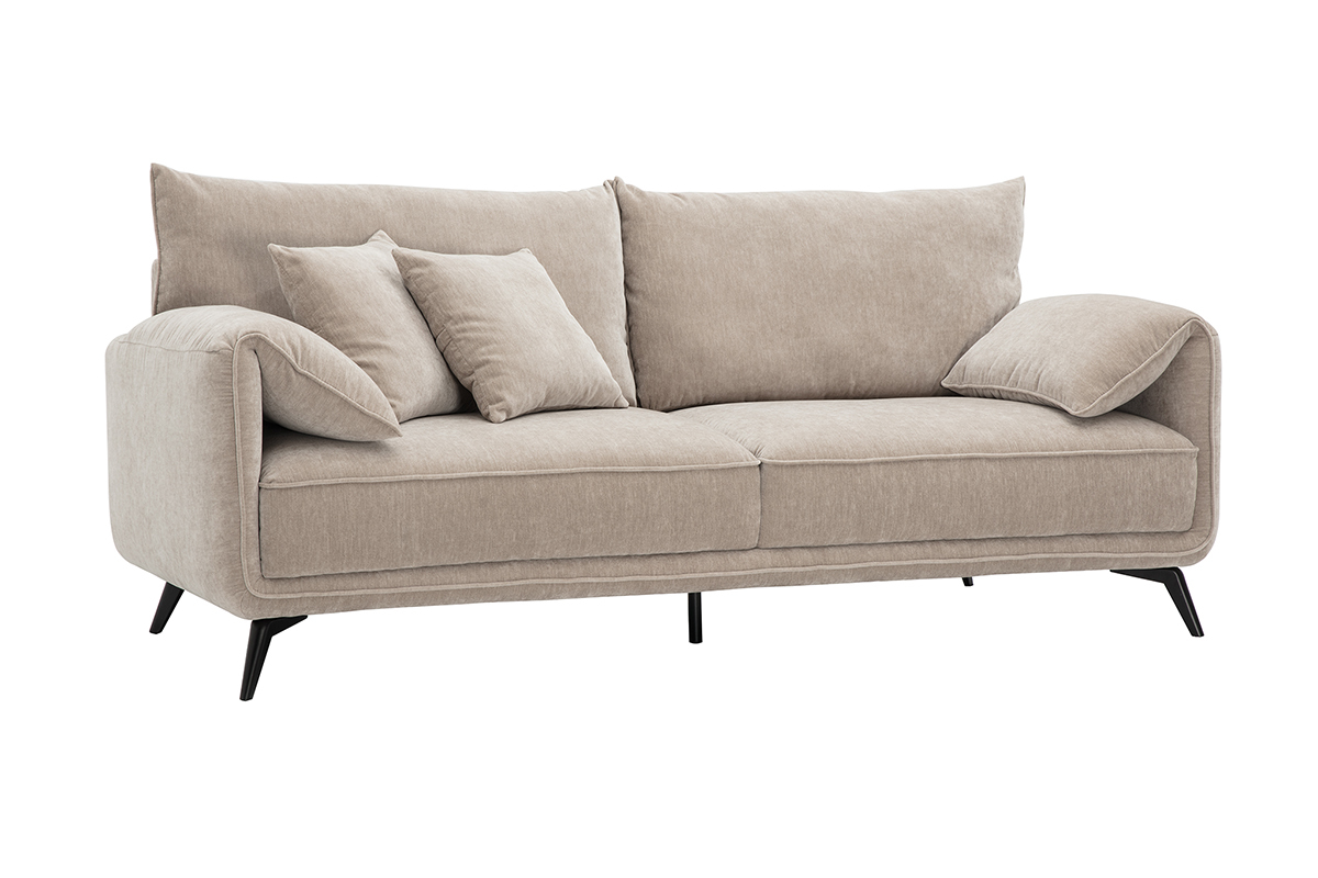 Canapé Tantor 3 Places Velours Beige Miliboo