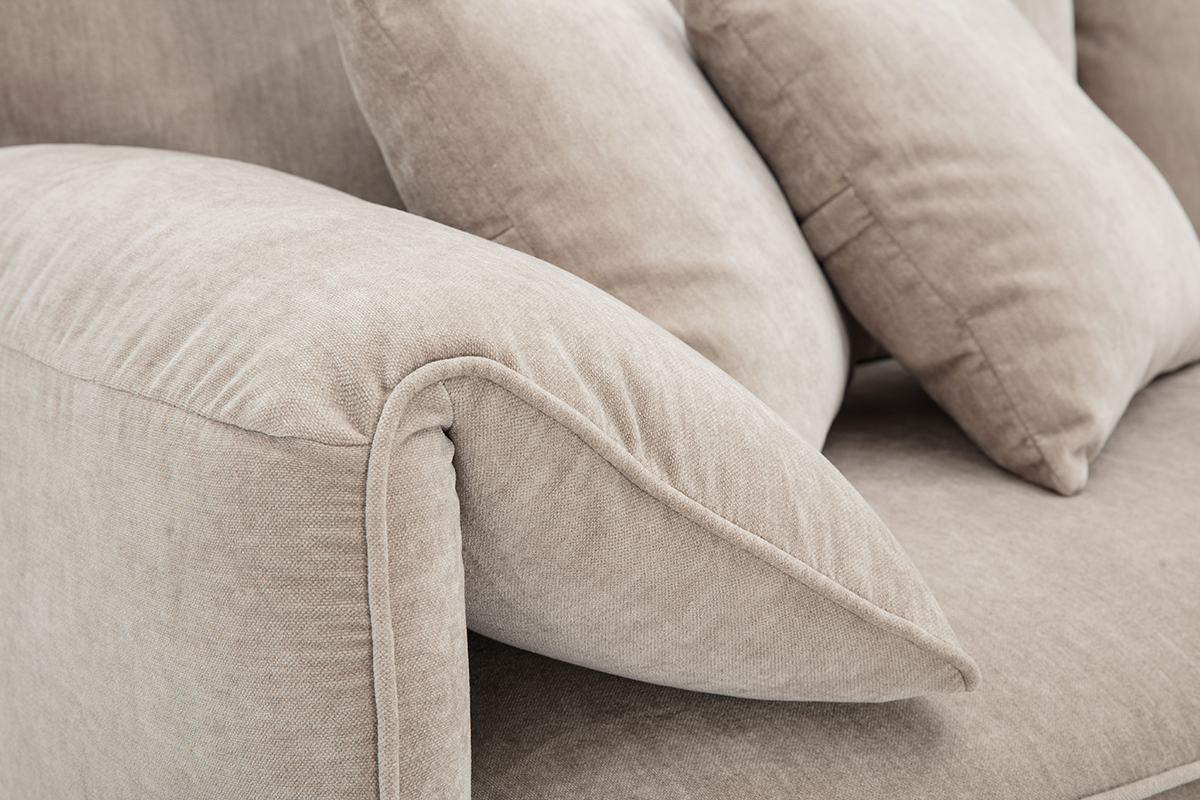 Canapé Tantor 3 Places Velours Beige Miliboo