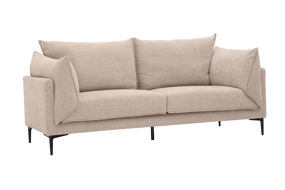 Canapé Marius 3 Places Velours Beige Miliboo