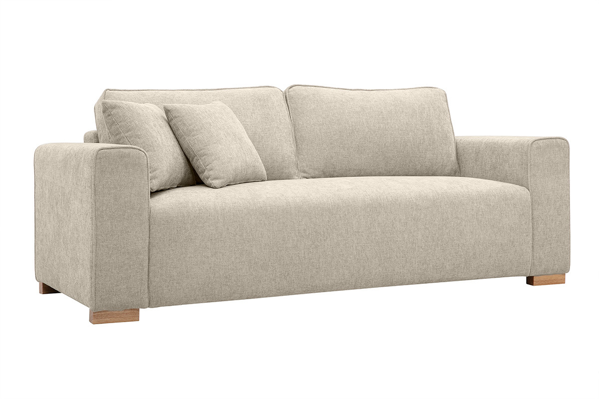 Canapé Pepper 3 Places Velours Beige Miliboo