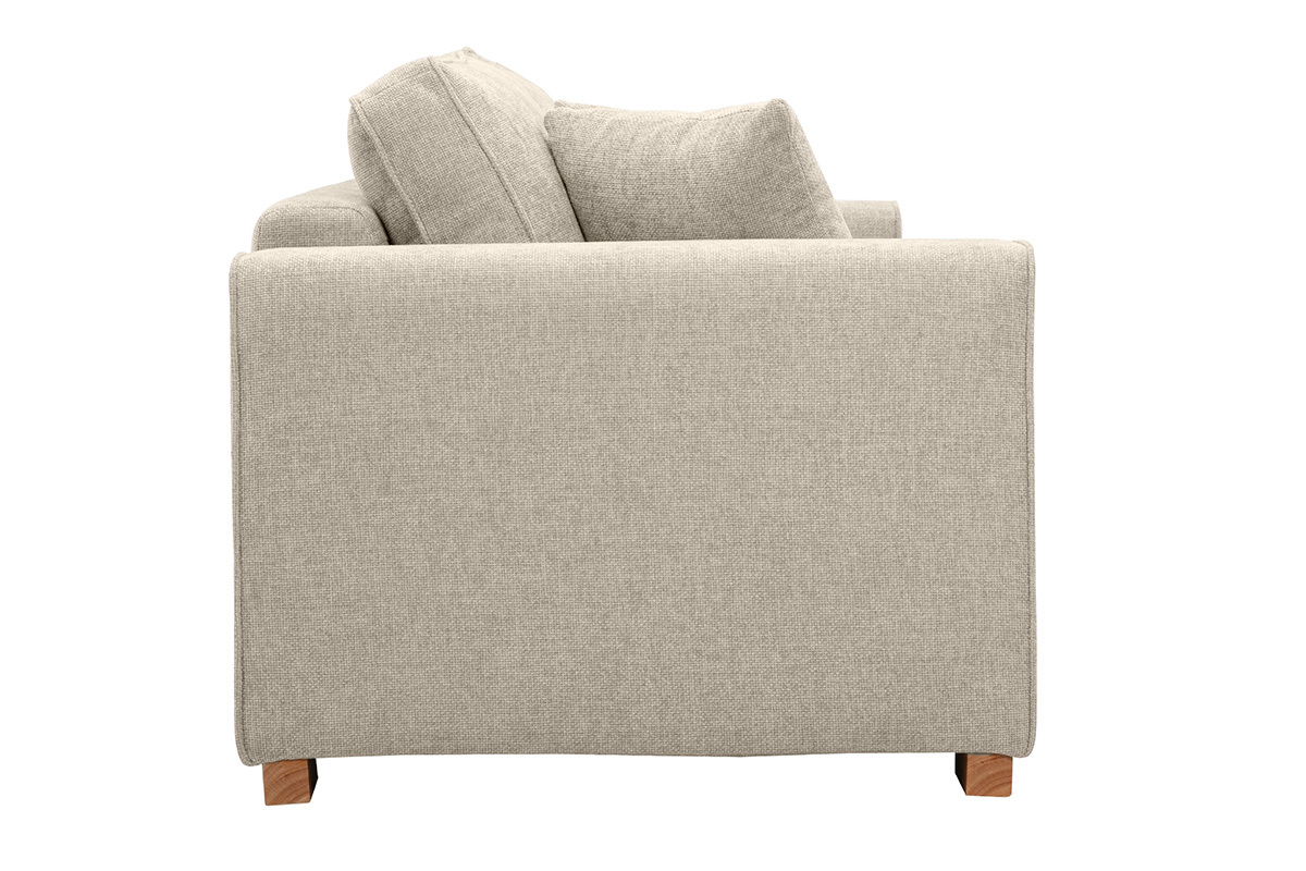 Canapé Pepper 3 Places Velours Beige Miliboo