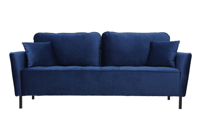 Canapé Beka 3 Places Velours Bleu Miliboo
