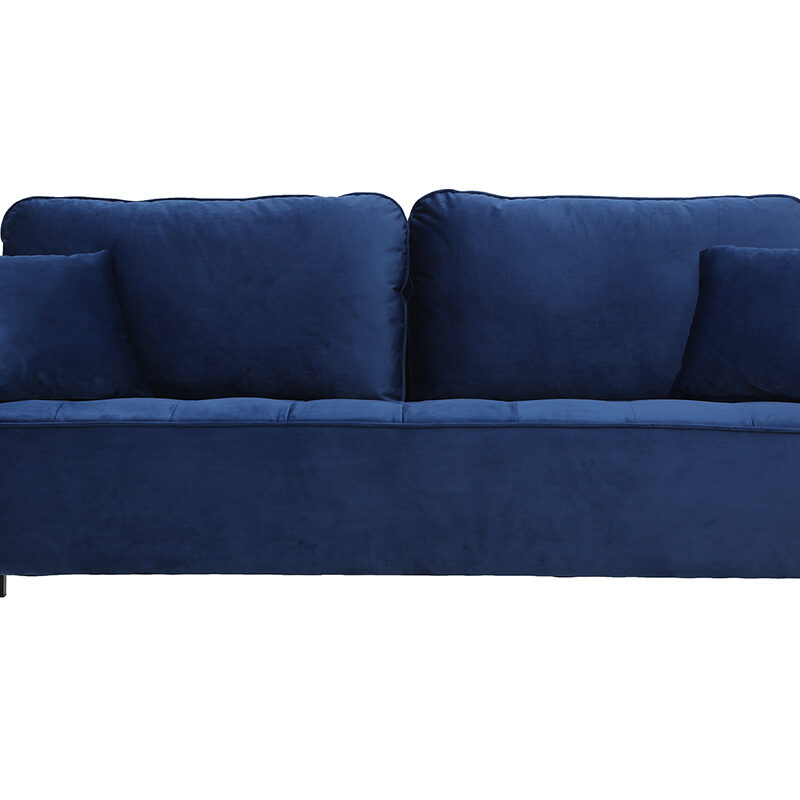 Canapé Beka 3 Places Velours Bleu Miliboo