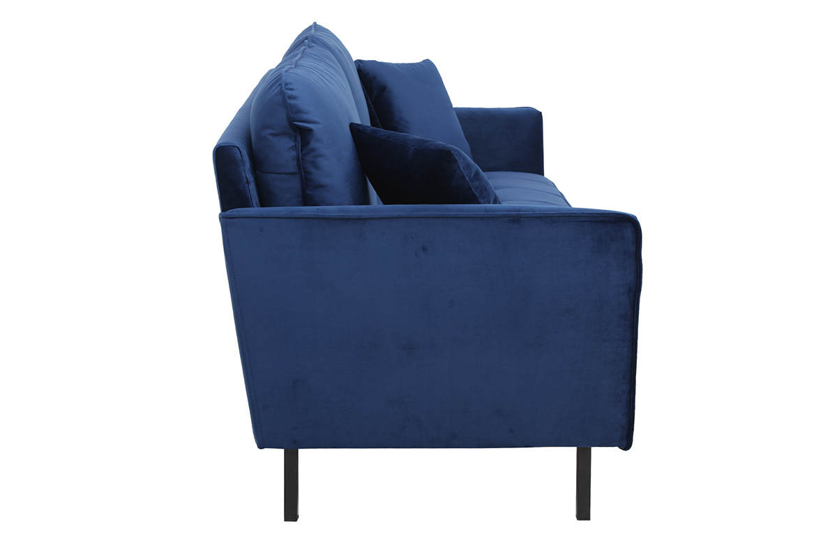 Canapé Beka 3 Places Velours Bleu Miliboo