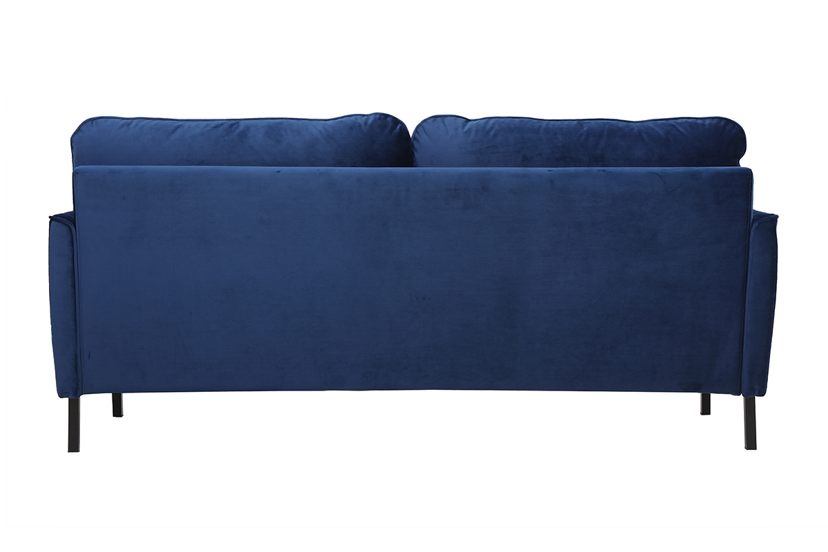 Canapé Beka 3 Places Velours Bleu Miliboo