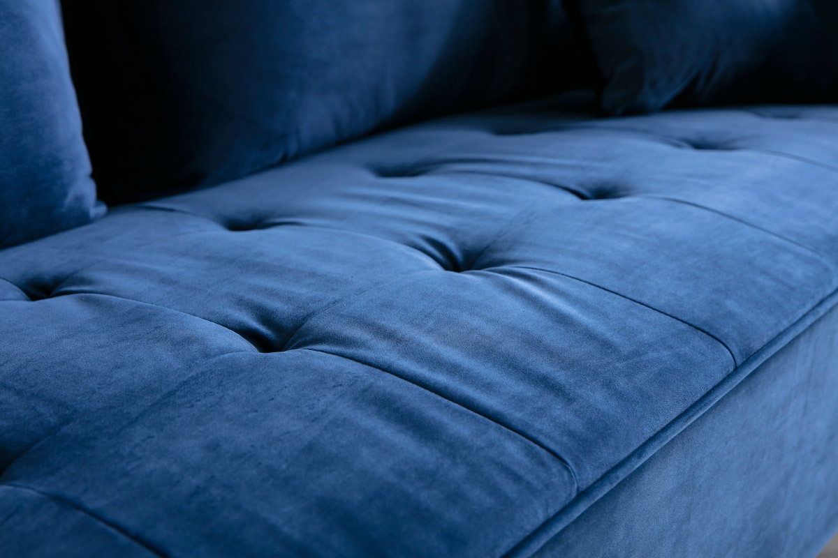 Canapé Beka 3 Places Velours Bleu Miliboo