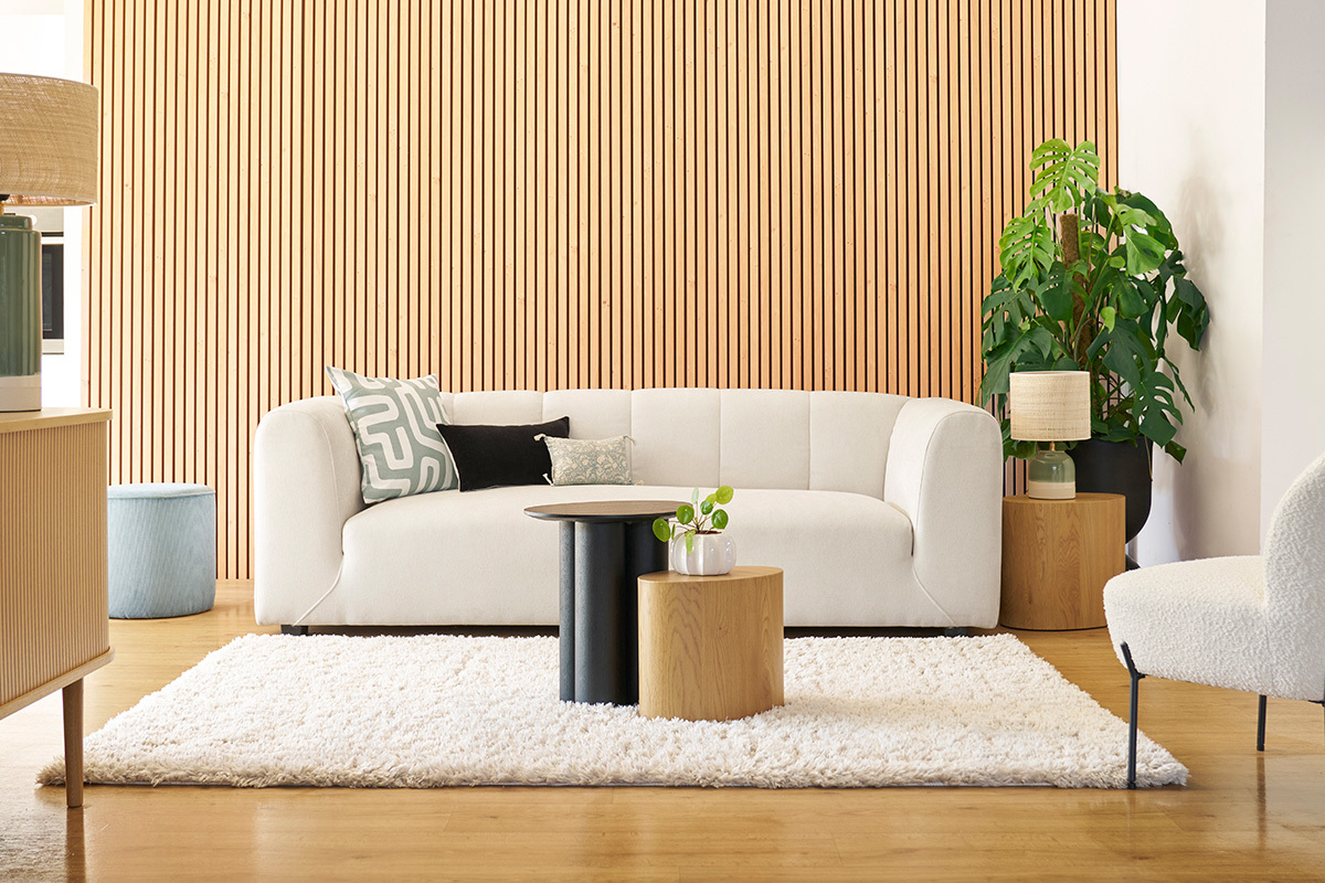 Canapé Oliveiro 4 Places Velours Beige Miliboo