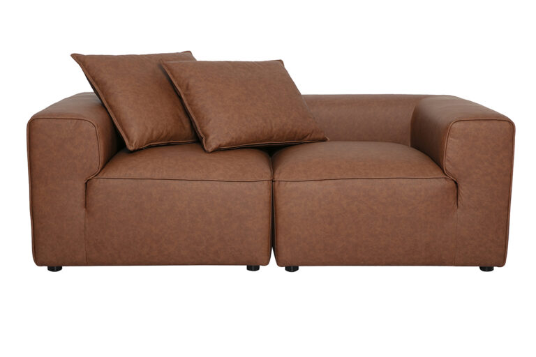 Canapé Fergus Modulable 2 Places Cuir Marron Miliboo