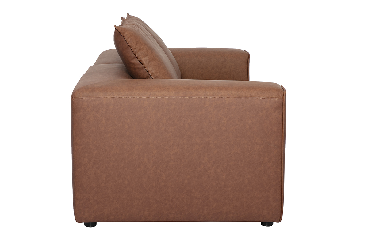 Canapé Fergus Modulable 2 Places Cuir Marron Miliboo
