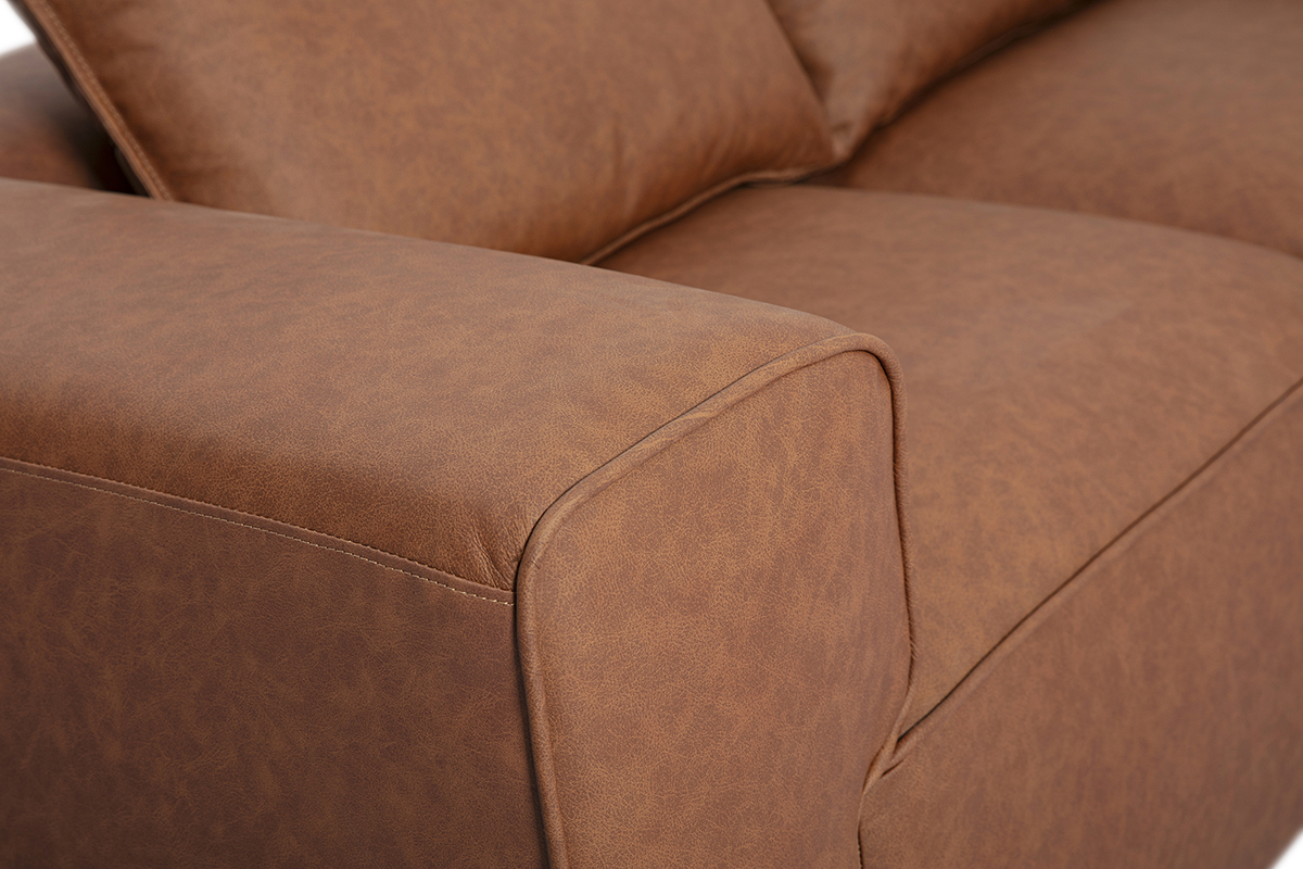 Canapé Fergus Modulable 2 Places Cuir Marron Miliboo