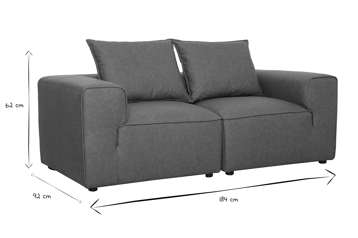 Canapé Fergus Modulable 2 Places Cuir Marron Miliboo