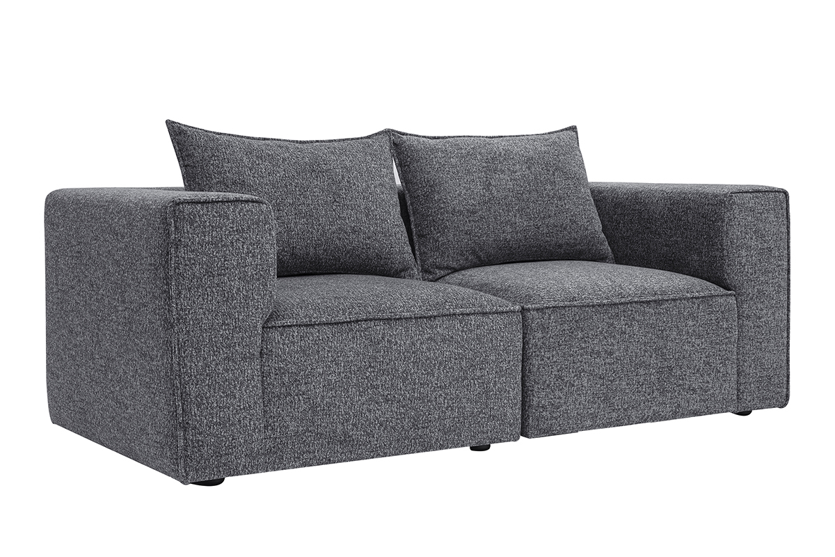 Canapé Kerry Modulable 2 Places Tissu lisse Gris Miliboo