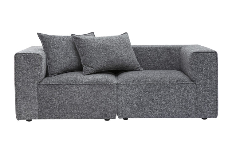 Canapé Kerry Modulable 2 Places Tissu lisse Gris Miliboo