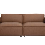 Canapé Split Convertible 3 Places Cuir Marron Miliboo