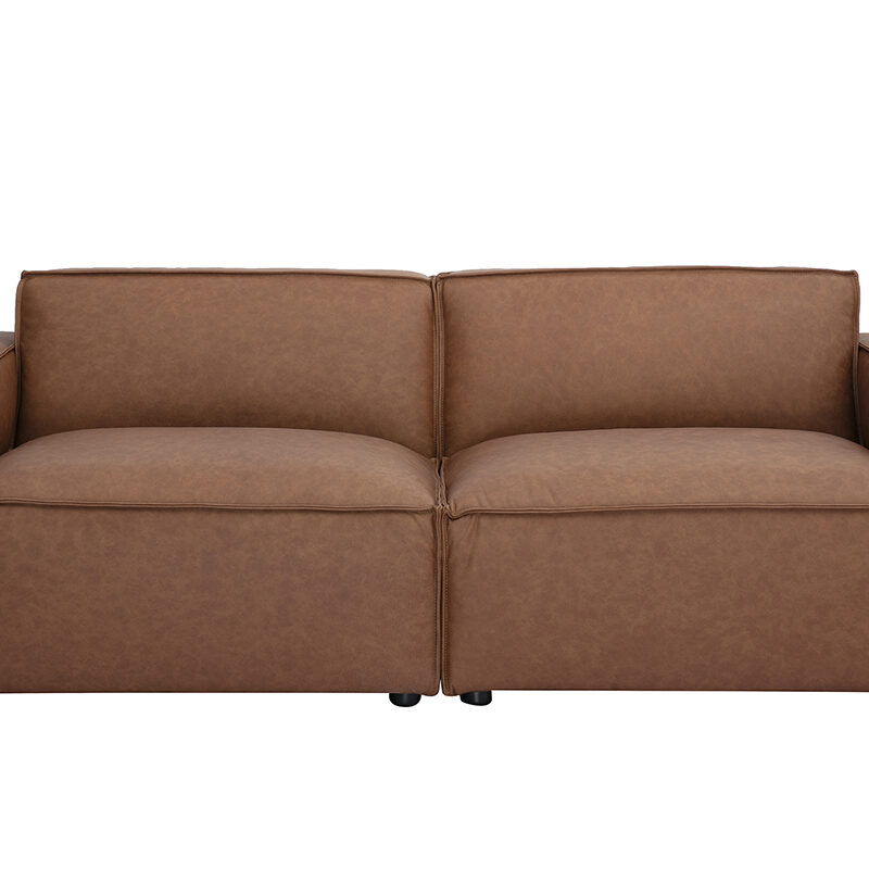 Canapé Split Convertible 3 Places Cuir Marron Miliboo