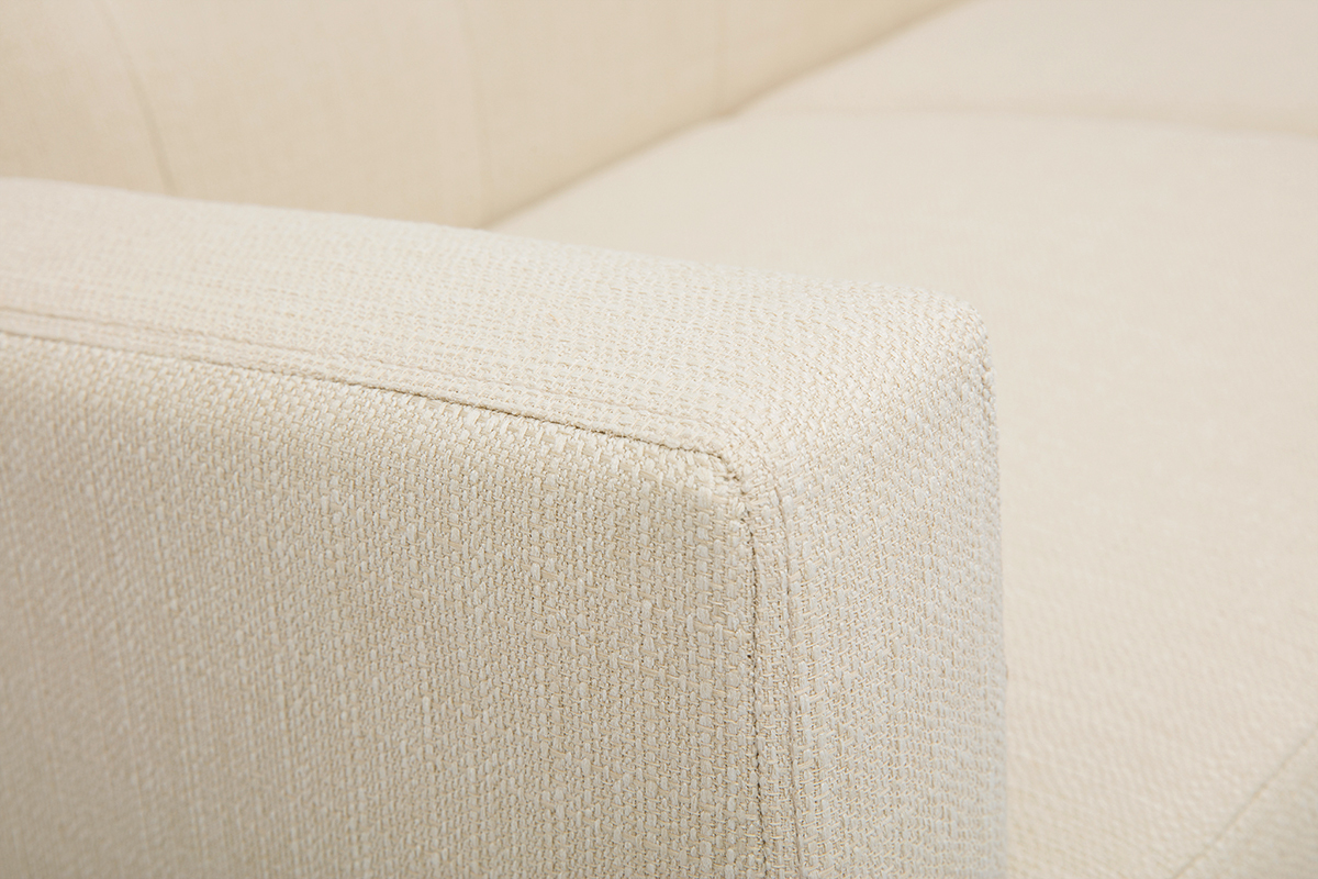 Canapé Moon 2 Places Tissu lisse Beige Miliboo