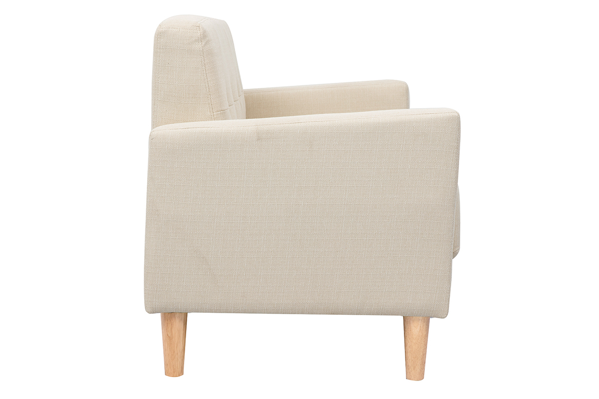 Canapé Moon 2 Places Tissu lisse Beige Miliboo