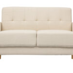 Canapé Moon 2 Places Tissu lisse Beige Miliboo
