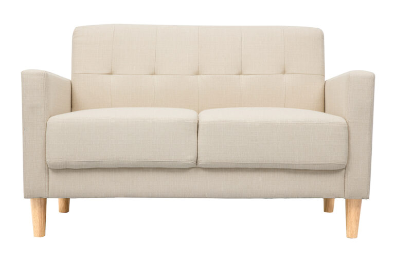 Canapé Moon 2 Places Tissu lisse Beige Miliboo